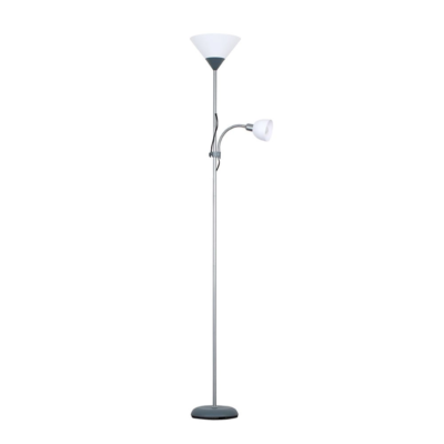 Mozz Metallic Silver 2 Way Mother and Child Uplighter and Spotlight Floor Lamp MINISUN | Balcan Lighting Supplies
