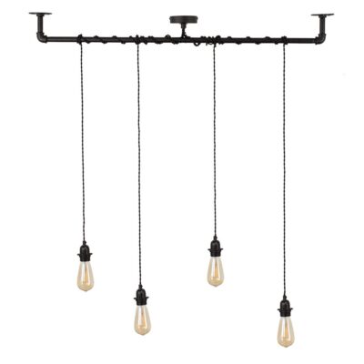 Luiggi Steampunk 4 Light Wrap Over Pipework Ceiling Light (4 x ES/E27, 40w, Satin Black) MINISUN | Balcan Lighting Supplies