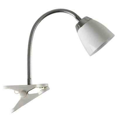 Huey Single Integrated LED Clip On Lamp (6w, 6000k, White) MINISUN | Balcan Lighting Supplies