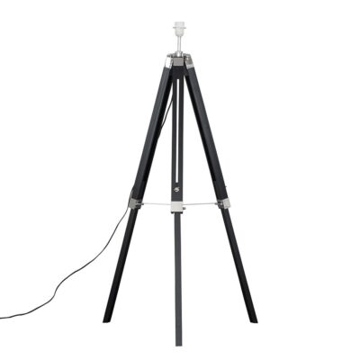 Clipper 1275mm Floor Lamp Tripod Base (Wood and Chrome Accents, ES/E27) MINISUN | Balcan Lighting Supplies