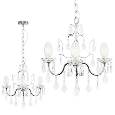 Varuna 3 Arm Chandelier with Glass Droplets (IP44, 3 x G9, 25w) MINISUN | Balcan Lighting Supplies