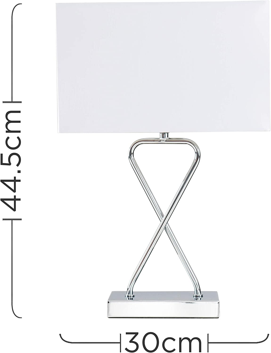Kuros Table Lamp with Chrome Cross Stem Base and Rectangular Shade (SES/E14) MINISUN | Balcan Lighting Supplies
