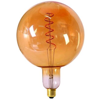 LED Amber Finish Globe with Twisted Filament (5w-6w, ES/E27 and GES/E40) GIRARD SUDRON | Balcan Lighting Supplies
