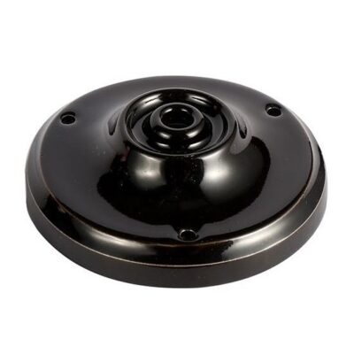 Single Output Ceiling Rose (Porcelain, Black, 105mm Diameter) GIRARD SUDRON | Balcan Lighting Supplies