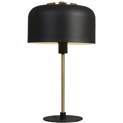 Geneva Metal Table Lamp with Domed Shade (Matt Black/Satin Brass, 1 x SES/E14, 40w) MINISUN | Balcan Lighting Supplies