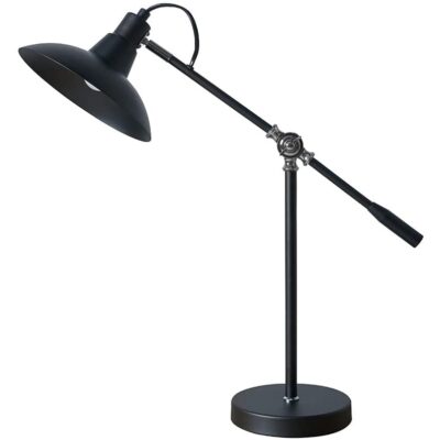 Civic Metal Table Lamp with Retro Shade (Matt Black/Chrome, 1 x SES/E14, 40w) MINISUN | Balcan Lighting Supplies