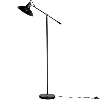 Civic Metal Floor Lamp with Retro Shade (Matt Black/Chrome, 1 x ES/E27, 40w) MINISUN | Balcan Lighting Supplies