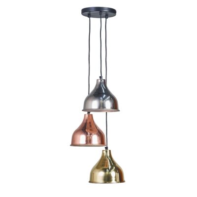 Dion 3 Way Ceiling Light (Copper/Chrome/Brass Shades, 3 x ES/E27, 40w) MINISUN | Balcan Lighting Supplies