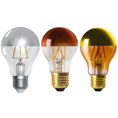 Gold, Silver and Bronze Cap GLS with LED Filament (6w, E27, 2700k, Dimmable) GIRARD SUDRON | Balcan Lighting Supplies