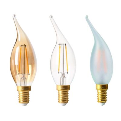 LED Filament CV4 Candle Bulb (2w-5w, Assorted Caps and Finishes, 2500k-2700k) GIRARD SUDRON | Balcan Lighting Supplies