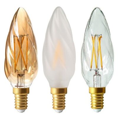 LED Filament Twisted Candle Bulb (2w-5w, F6, Assorted Caps and Finishes) GIRARD SUDRON | Balcan Lighting Supplies