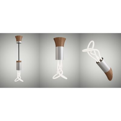 001 Walnut and Brushed Steel Light Fittings (Bulb Included) PLUMEN