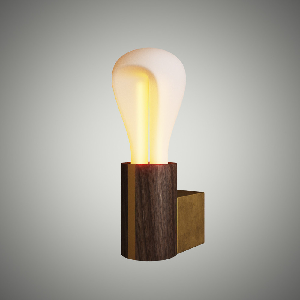 002 Walnut and Brushed Brass Light Fittings (Bulb Included) PLUMEN | Balcan Lighting Supplies