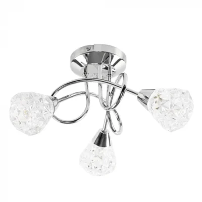 Ceiling Light 3ltr Silver Chrome with Glass Shades MINISUN