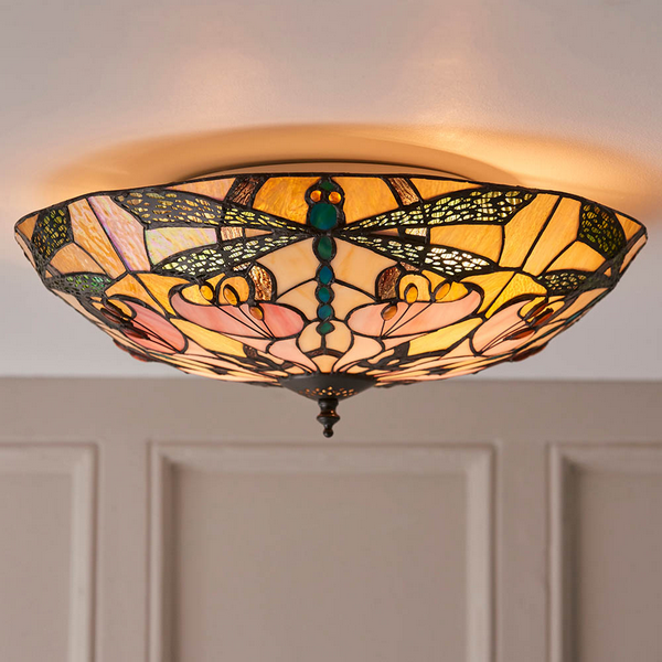 TIFFANY ASHTON LARGE 2LT FLUSH - Balcan Lighting