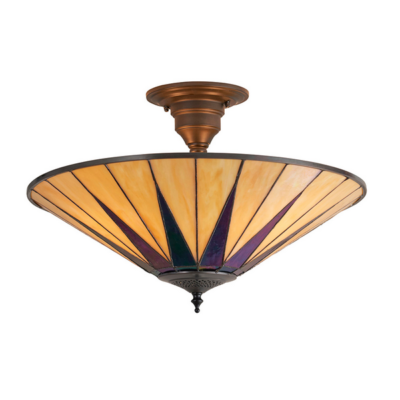 TIFFANY DARK STAR LARGE 3LT SEMI FLUSH CEILING LAMP