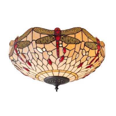 TIFFANY DRAGONFLY BEIGE LARGE 3LT PENDANT