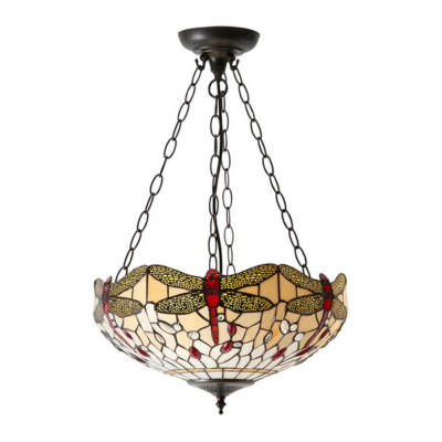 Tiffany Dragonfly Beige Medium Inverted 3lt Pendant